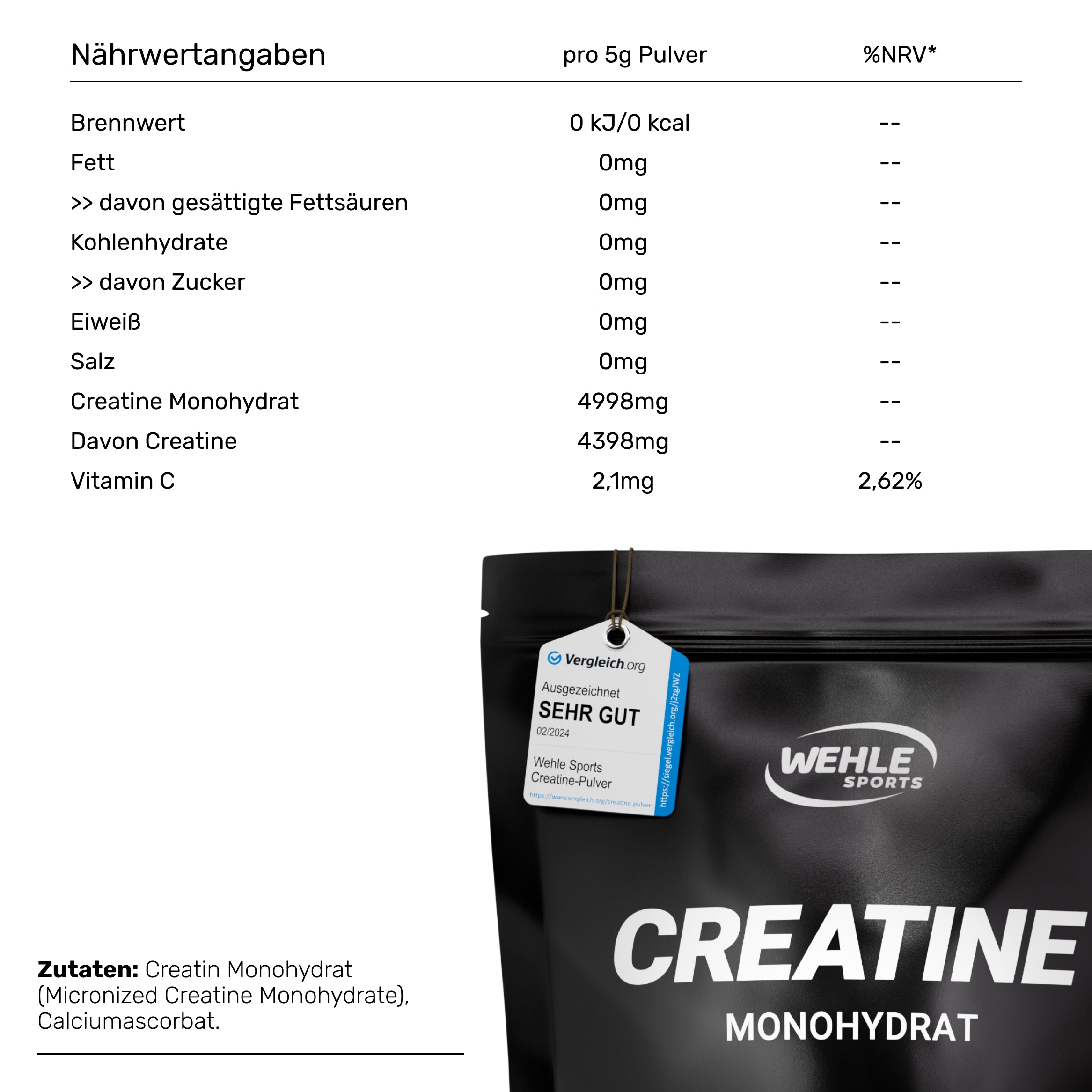 Wehle  Creatin Monohydrat Pulver - Kreatin 1000g