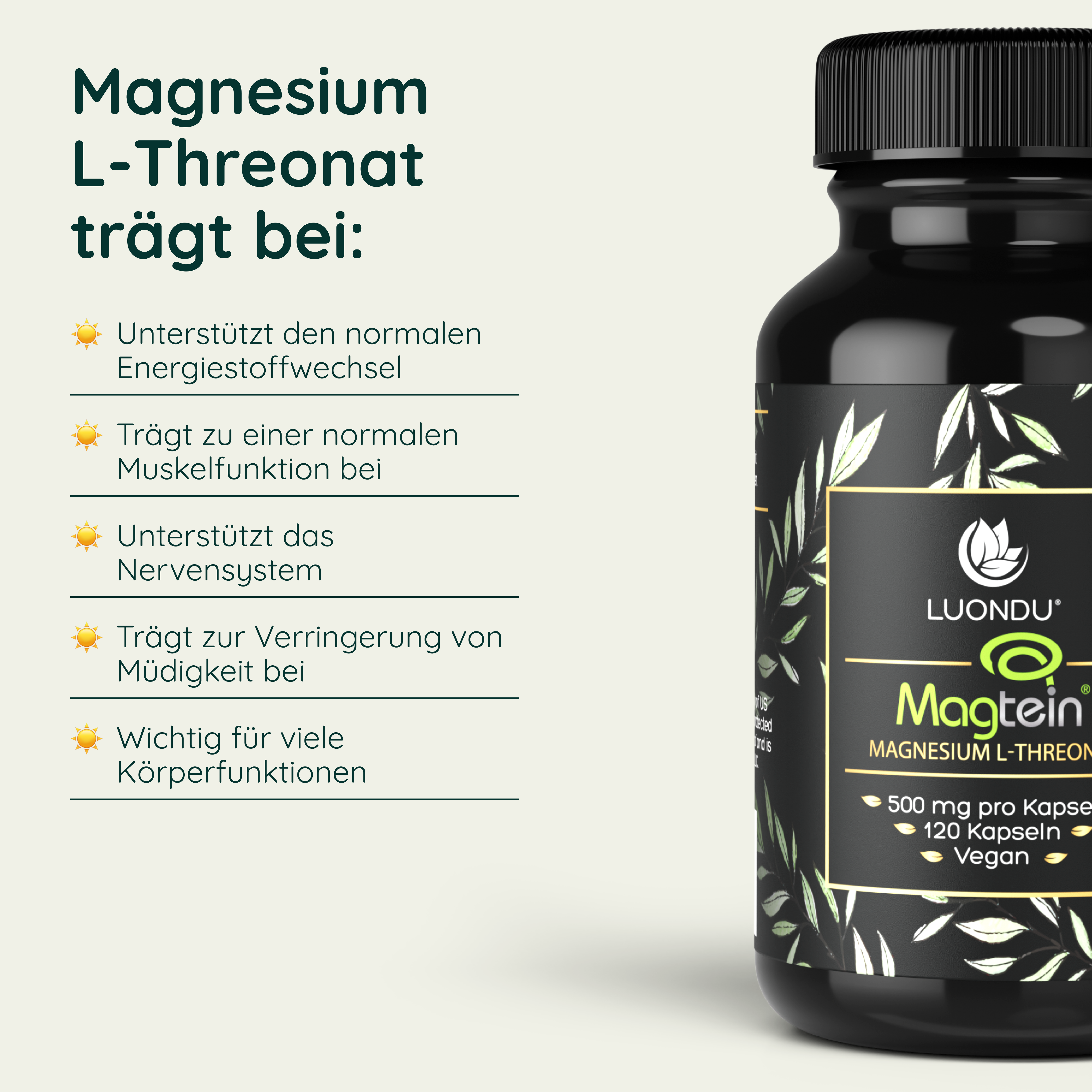 Luondu Magtein® Magnesium L-Threonate - 120 Kapseln