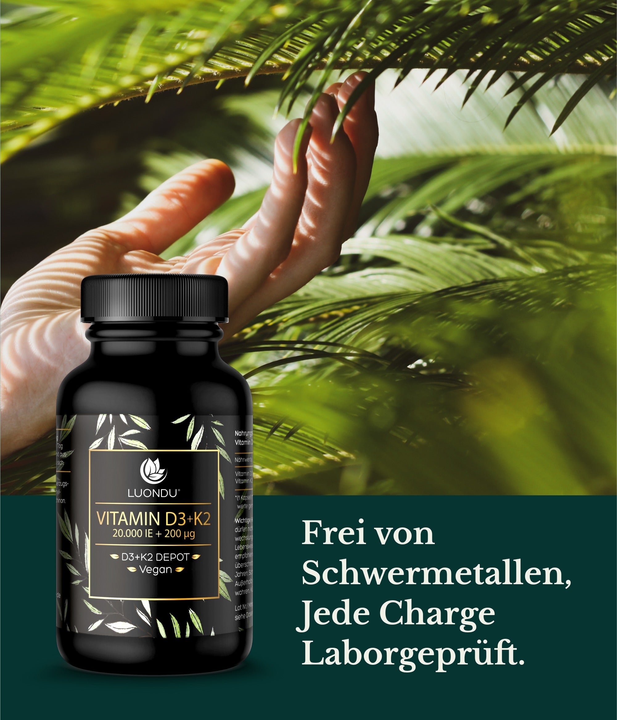 Luondu Vitamin D3 20.000 I.E + K2 MK7 200 mcg Depot - 30 Kapseln