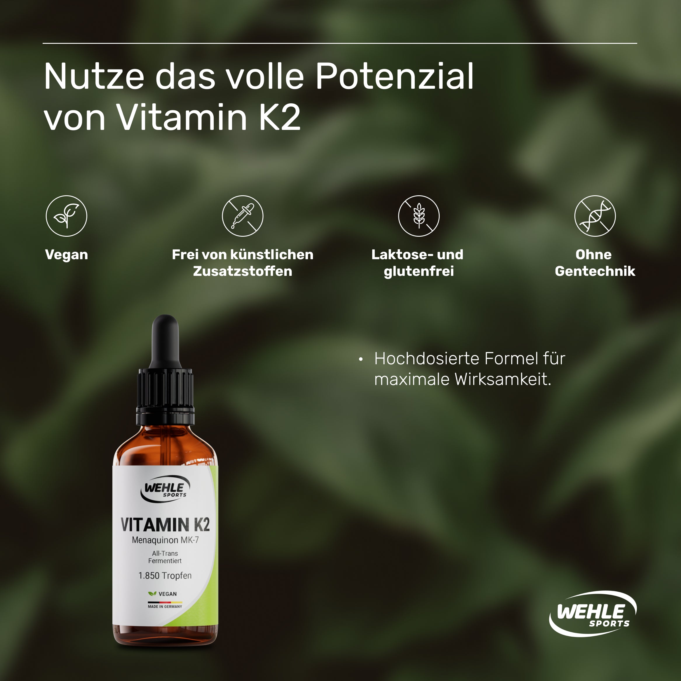 Wehle Sports Vitamin K2 MK7 Tropfen - 50ml  1850 Tropfen