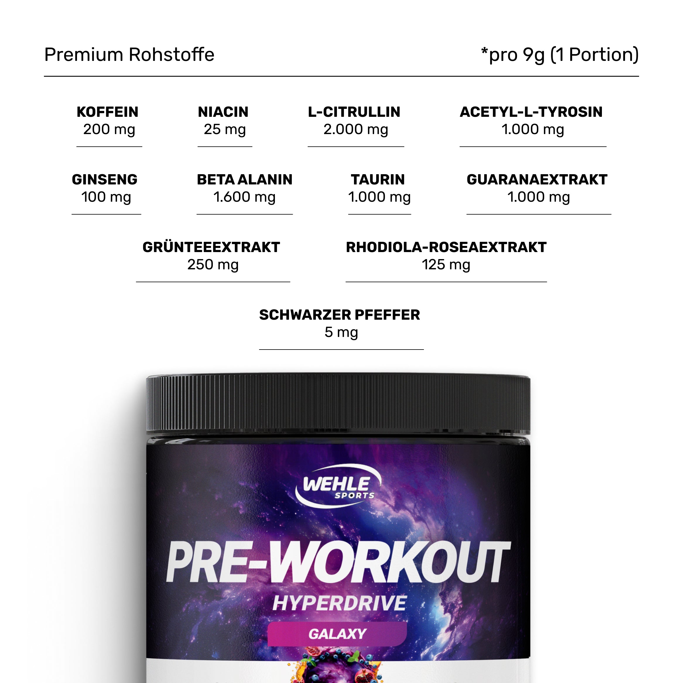 Wehle Preworkout Hyperdrive 40 Portionen - 360g Pulver