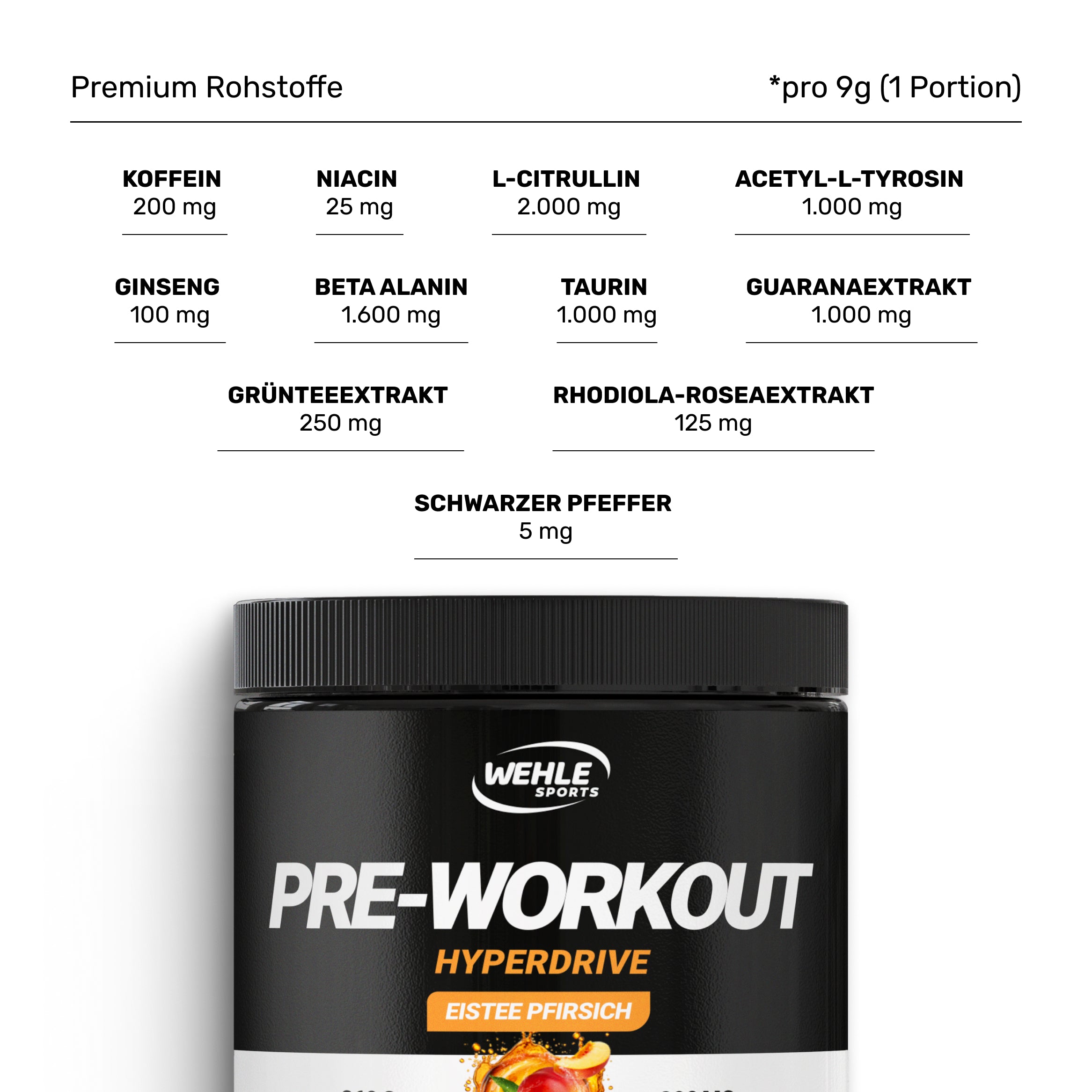 Wehle Preworkout Hyperdrive 40 Portionen - 360g Pulver