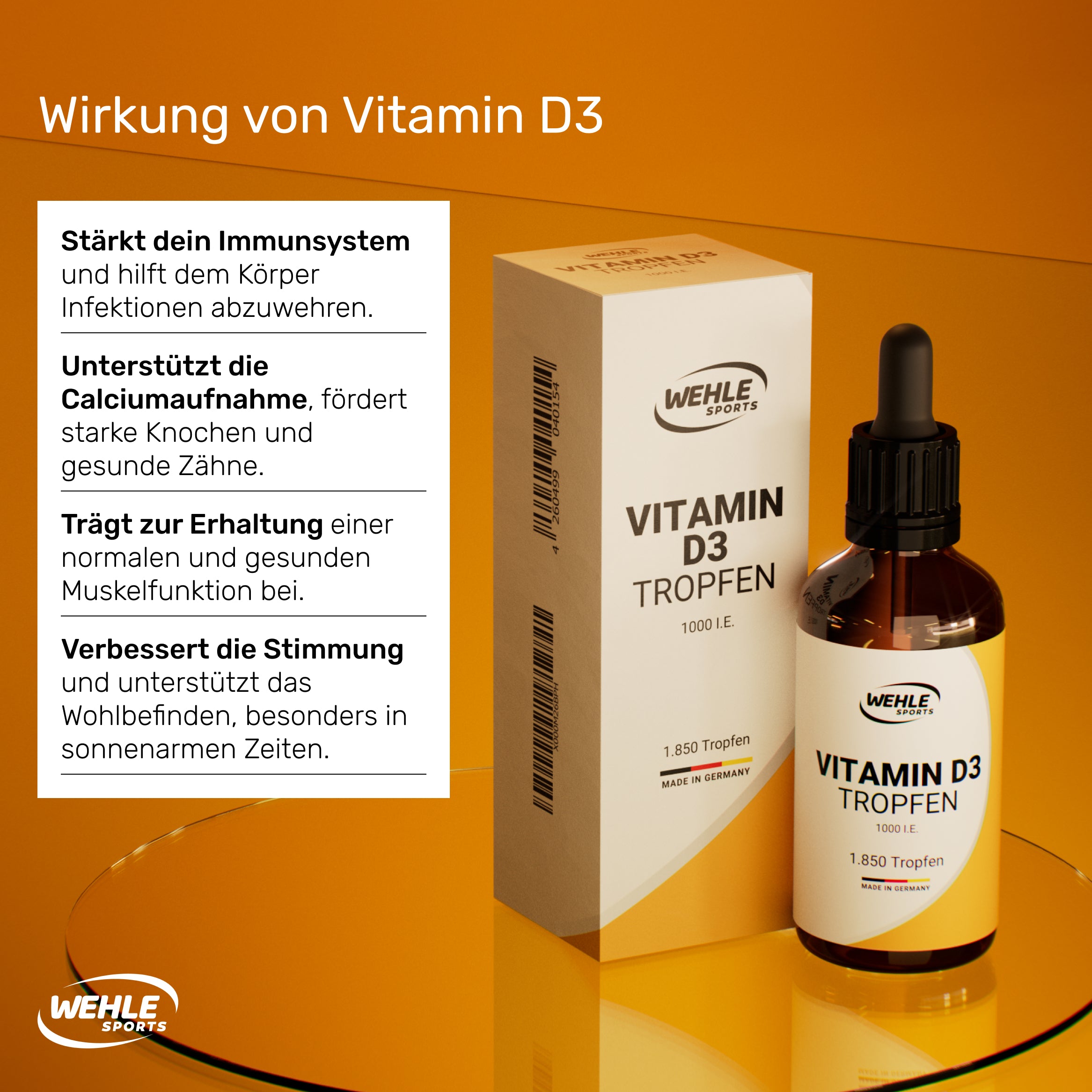 Vitamin D3 Tropfen 1000 I.E. pro Tropfen - 1850 Tropfen (50ml)