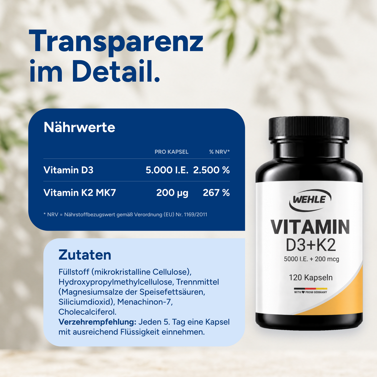 Vitamin D3 5000 I.E + Vitamin K2 200mcg