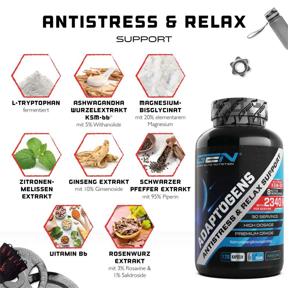 GEN Adaptogene Komplex Antistress & Relax Support - 120 Kapseln
