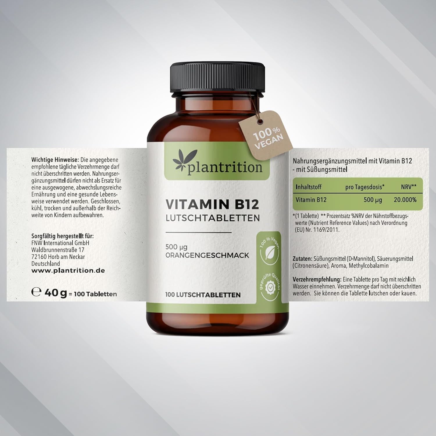 Methylcobalamin Vitamin B12 500 µg Lutschtabletten Orange  - 100 Stück