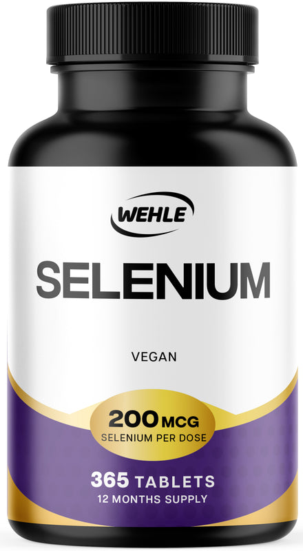 Selenium Supplements 200mcg, 365 Vegan Tablets, 12 Month Supply - Selenium as L-Selenomethionine - Supports Normal Thyroid & Immune Function and Maintenance of Normal Hair & Nails