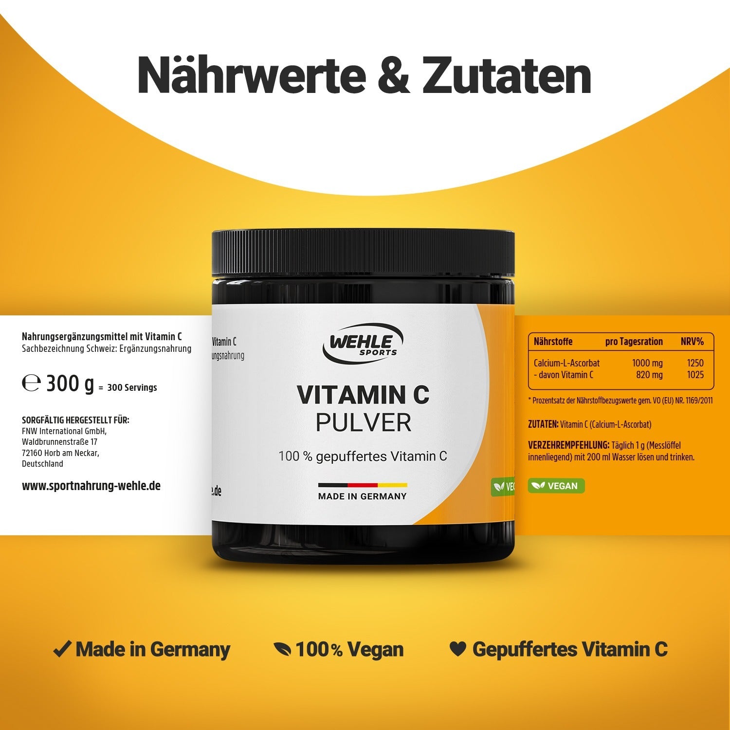 Wehle Sports Vitamin C Pulver - 300g