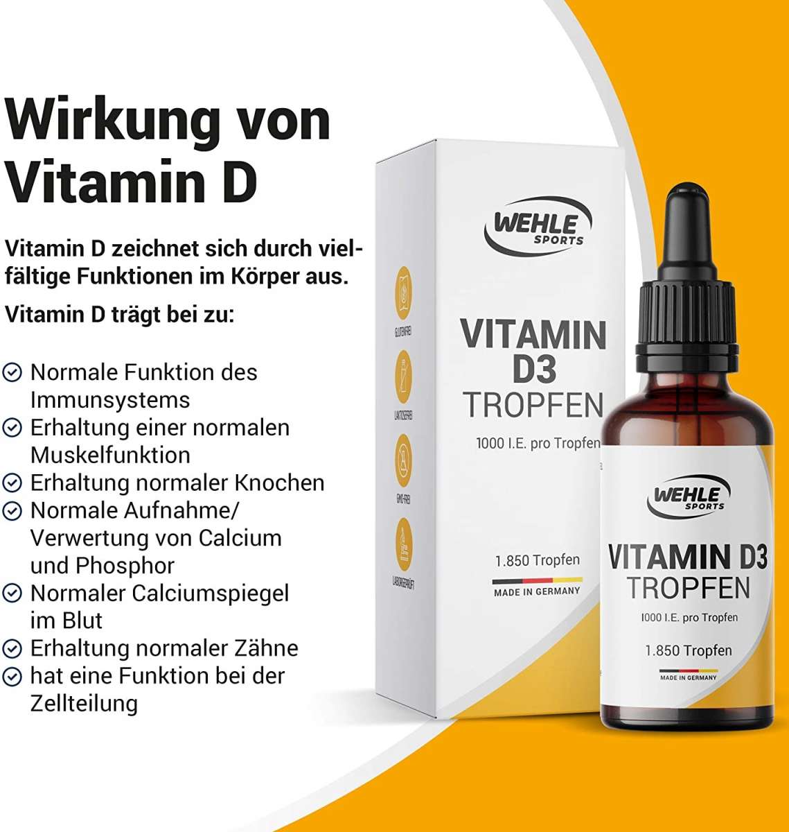 Vitamin D3 Tropfen 1000 I.E. pro Tropfen - 1850 Tropfen (50ml)