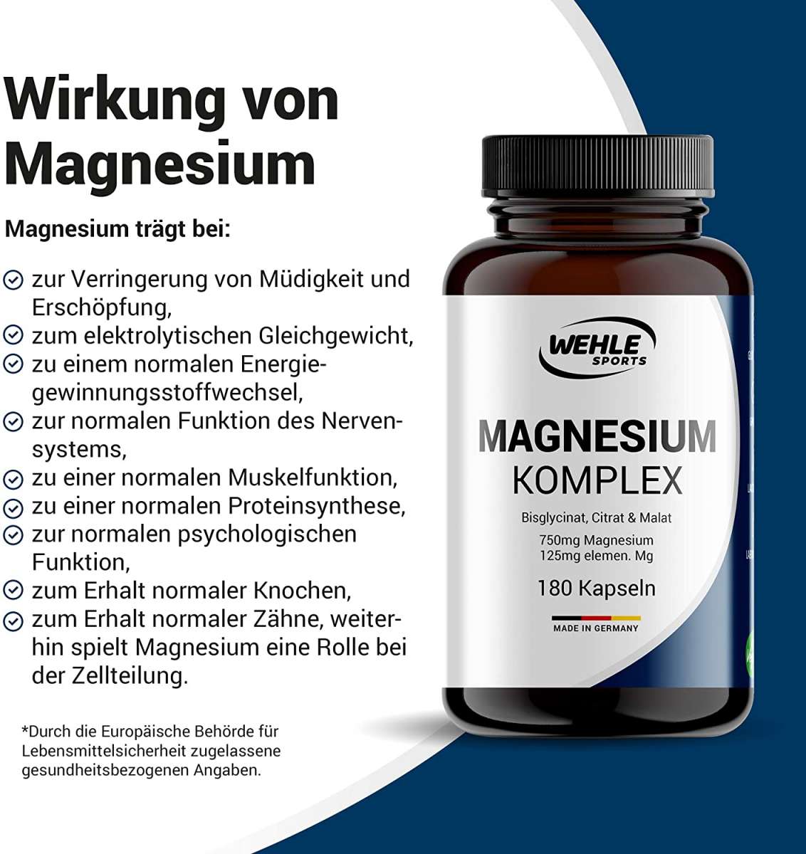 Magnesium Komplex hochdosiert mit Bisglycinat, Malat, Citrat