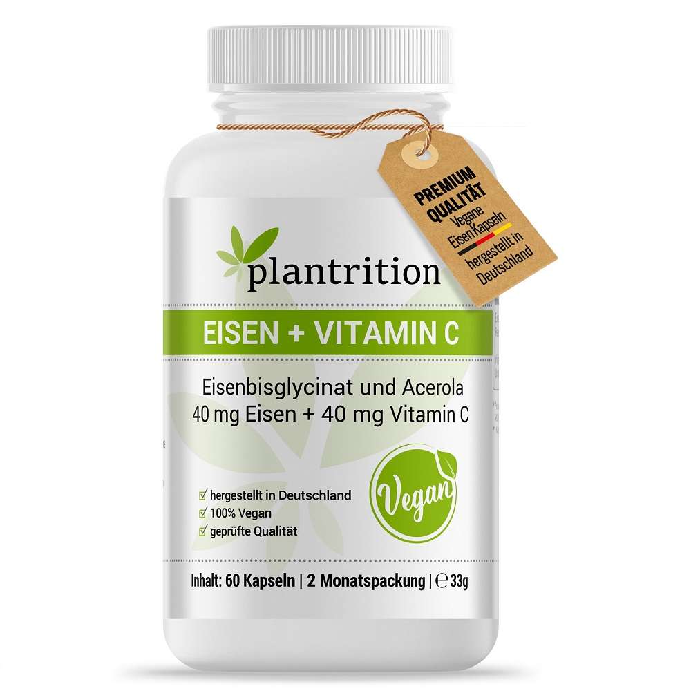 plantrition Eisen + Vitamin C - 60 Kapseln