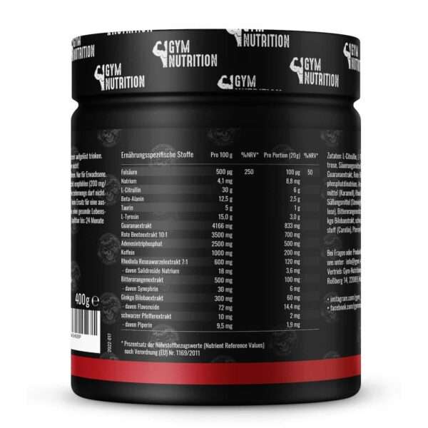 Gym Nutrition ROAD TO HELL – Ultra Hardcore Booster Pre Workout - 400g