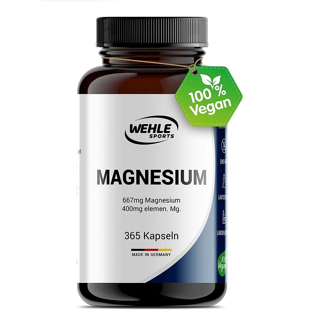 Magnesium 400mg Kapseln hochdosiert 667mg je Kapsel  - 365 Kapseln