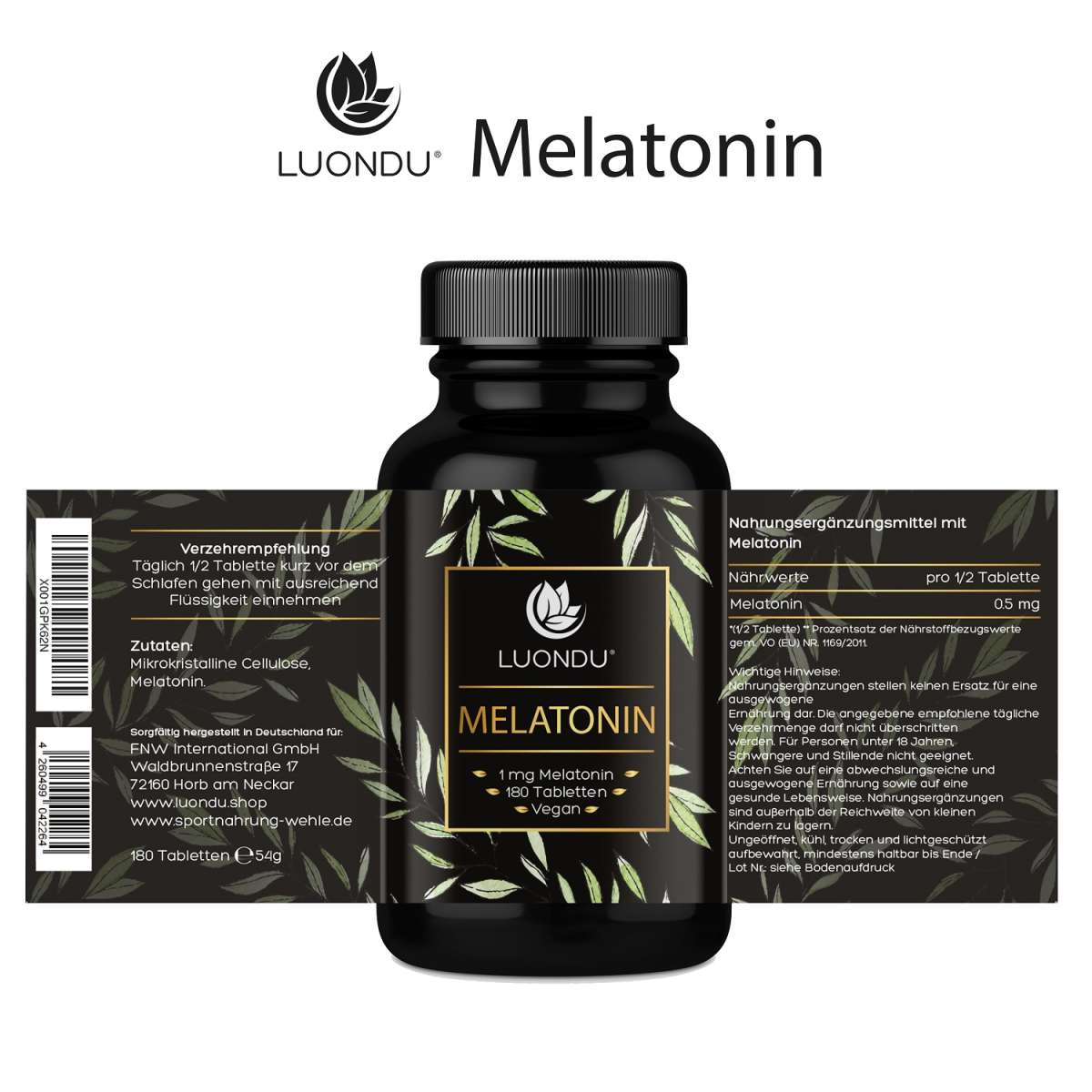 Luondu Melatonin 1mg pro Tablette - 180 Sleep Tabletten