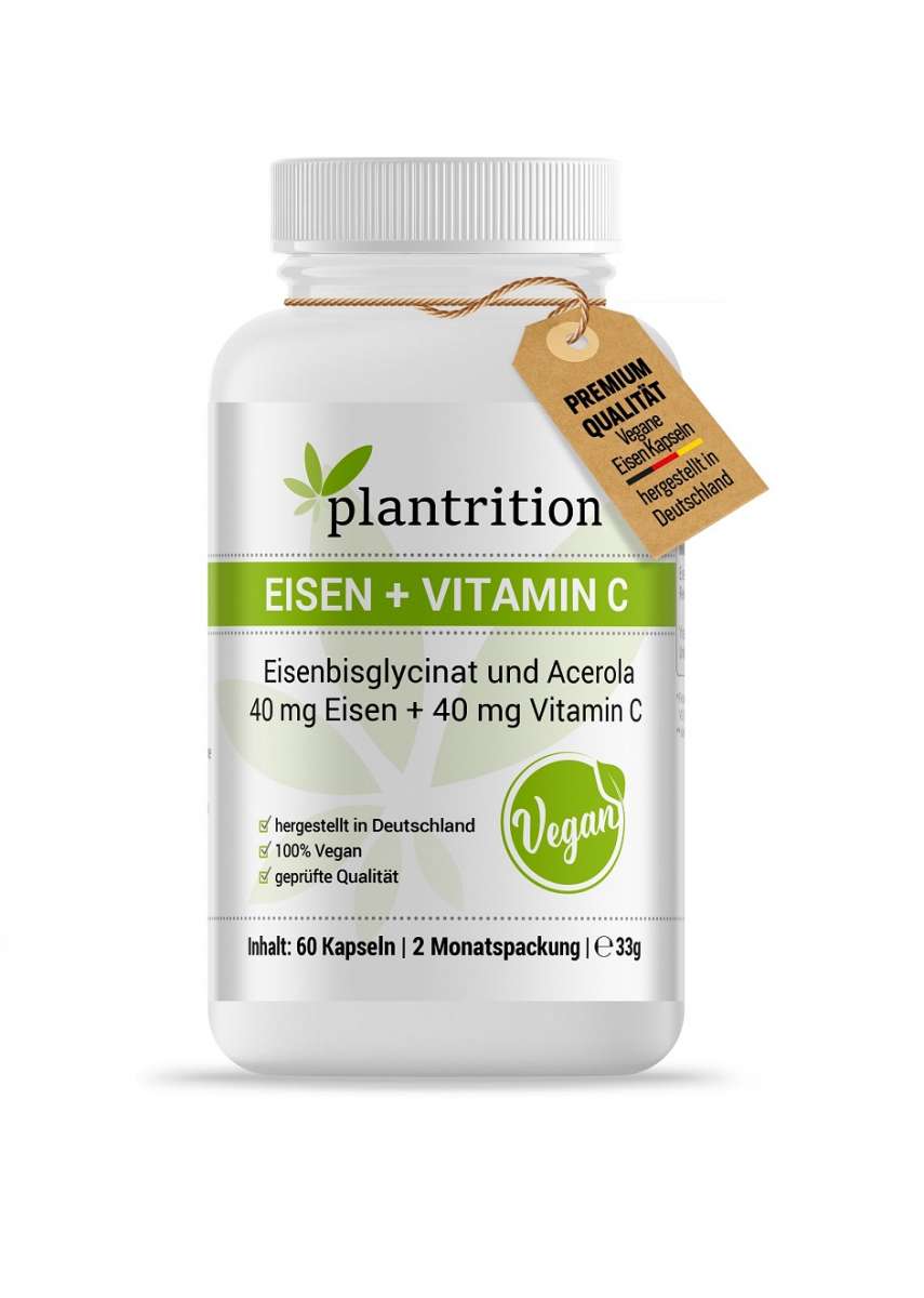 plantrition Eisen + Vitamin C - 60 Kapseln