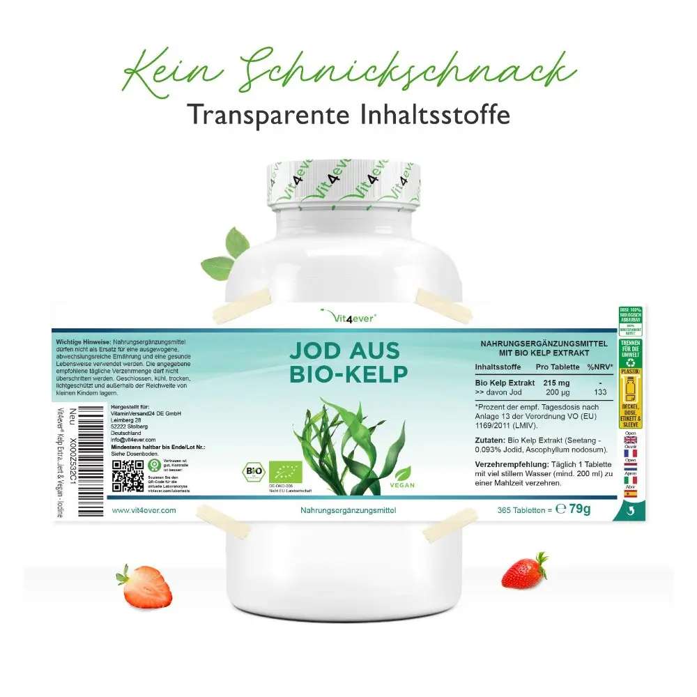 Vit4ever Bio Kelp Extrakt (Natürliches Jod) - 365 Tabletten