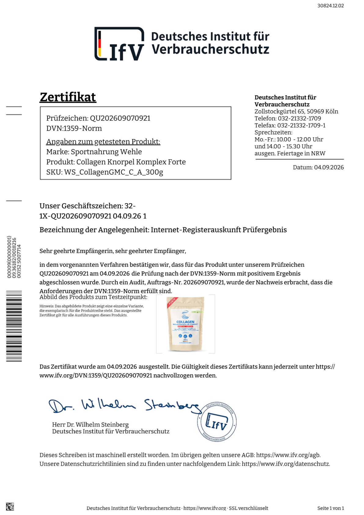 Verbraucherschutz Zertifikat