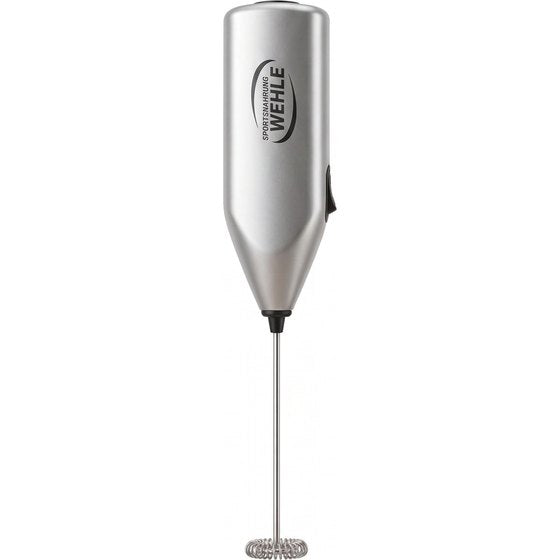 Handheld Wehle mixer being used to stir a glass
